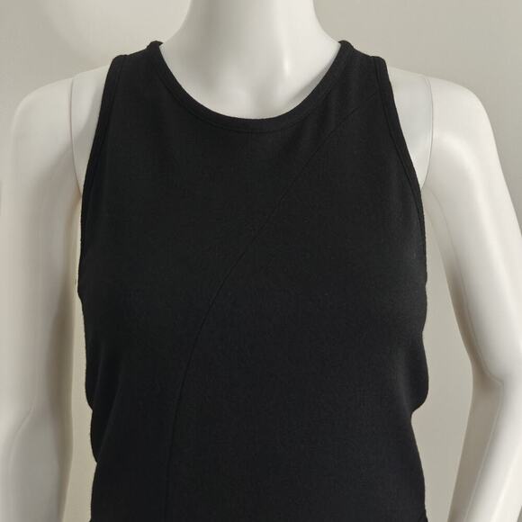 Helmut Lang Sonar Wool Drape Dress Size Small Black Sleeveless Pockets Lined - Picture 3 of 15